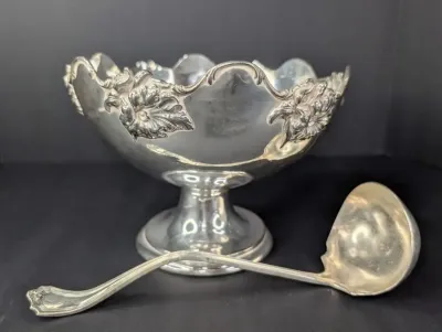 Silver Plated Ladle and Pedestal Fruit Bowl 