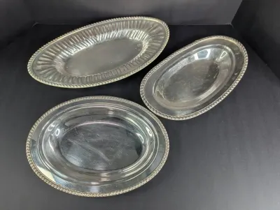 Silver Plated Serving Trays, Rope Edge Bread Tray