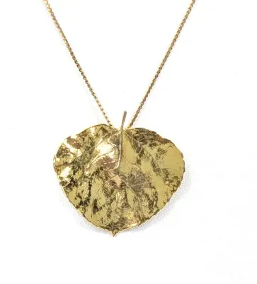 Leaf Pendant on 24" 10K Gold Chain