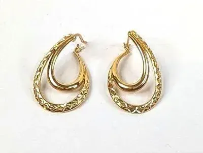 14K Israel Double Hoop Earrings 