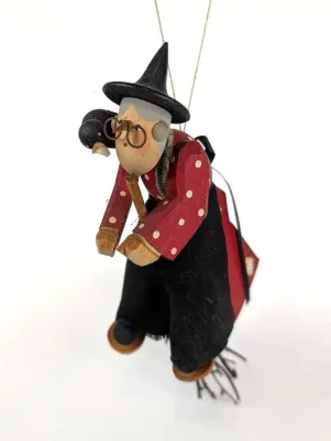 German Ertzgebirge Wood Craft Witch Ornament