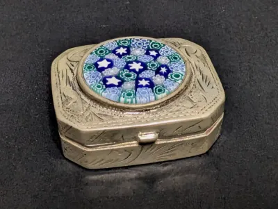 Sterling Silver Italian Millefiori Pill Box