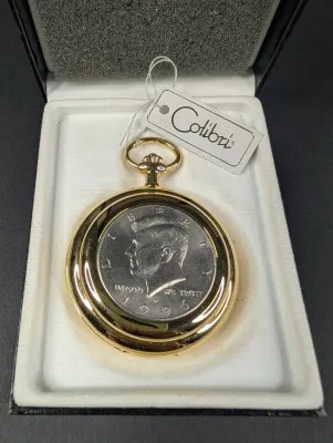 Calibri 1996 JFK 1/2 Dollar Coin Pocket Watch 