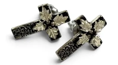 Sale Photo Thumbnail #36: Sterling silver cross earrings