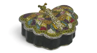 Sale Photo Thumbnail #9: Butterfly enamel trinket box
