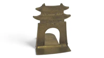 Sale Photo Thumbnail #14: Folding brass book ends