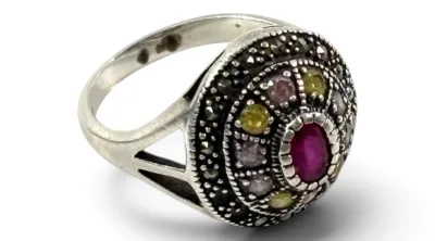 Sale Photo Thumbnail #37: Sterling silver ring with gemstones
