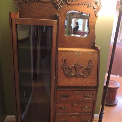 Antique Carved Oak Side by Side
