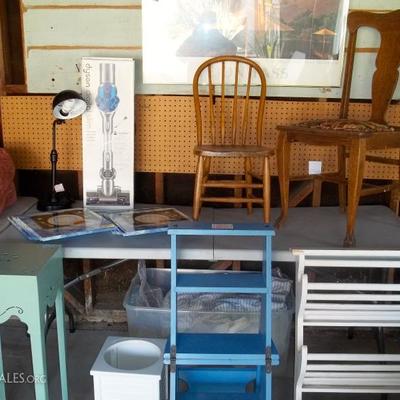 Blue stool converts to chair!