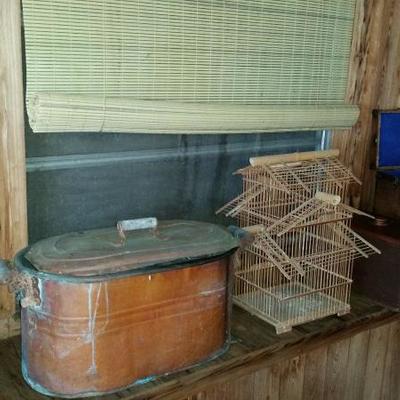Vintage Copper Pot/ Bird House/ Multi Drawer Chest 