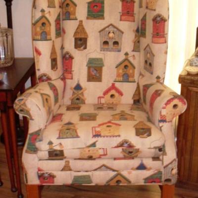 UPHOLSTERED WING BACK CHAIR
