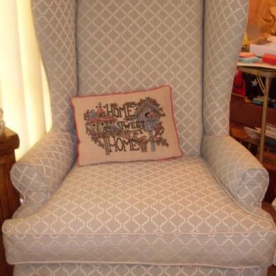 UPHOLSTERED WING BACK CHAIR