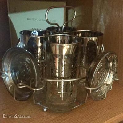 MCM Glasses & Coaster in Chrome Holder