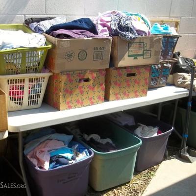 ALL of these tubs are women's clothes from L to xxL
With brands like Quacker Factory, Susan Graver, and Denim & Co. You're...