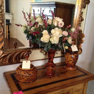 HAND CARVED WOODEN VASES FROM HAITI