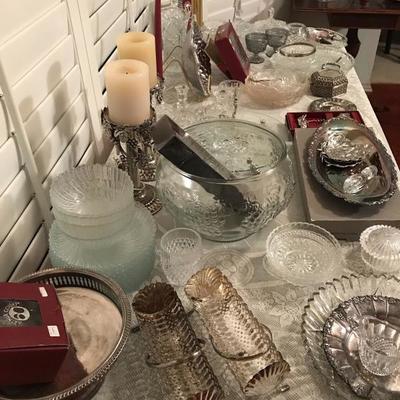 Arthurs Court Pewter.  - Large selection of pieces 
Silver plate and crystal galore