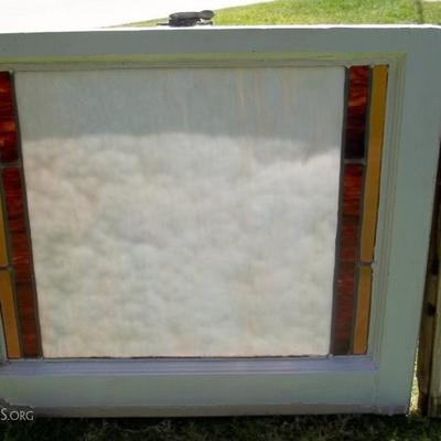 One of 2 vintage stained glass window panes