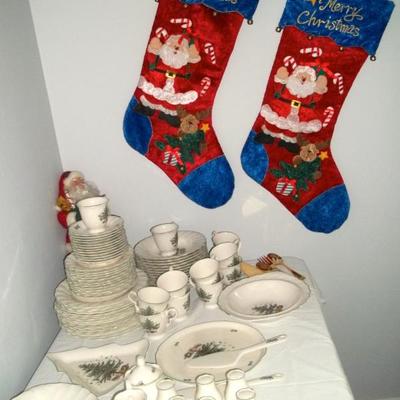 Nikko Dinnerware 'Happy Holidays. Five piece place settings for 12. Also accessory pieces.