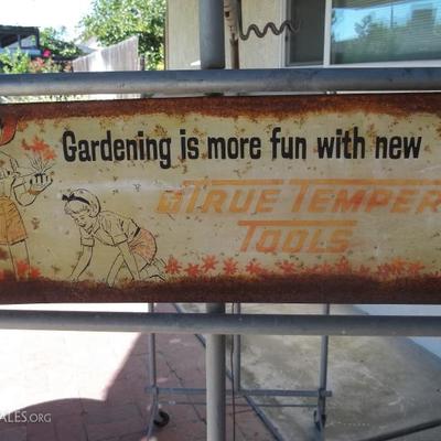 Hard to find piece of True Temper Tools advertising. Plus it is a still functioning Garden Tool Rolling Rack