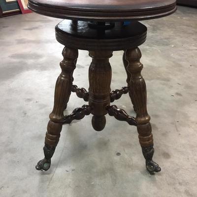Antique adjustable mahogany music stool