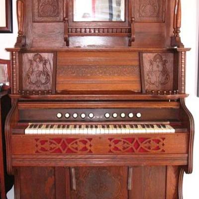 Antique Victorian Oak Pump Organ 1870-1900