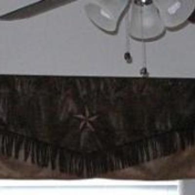 Texas Lone Star Faux Leather Window Valance 