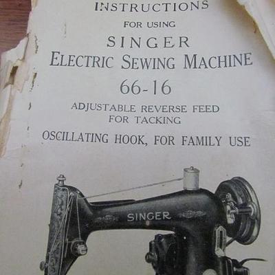 Booklet for the Vintage Singer Electric Sewing Machine Head Model 66-16 Serial # AG637487