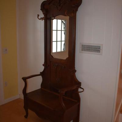 Antique Oak Hall Tree From The Gatlinburg Hotel