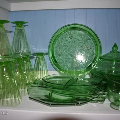 Green Depression Glassware