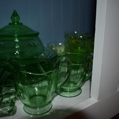 Green Depression Glassware