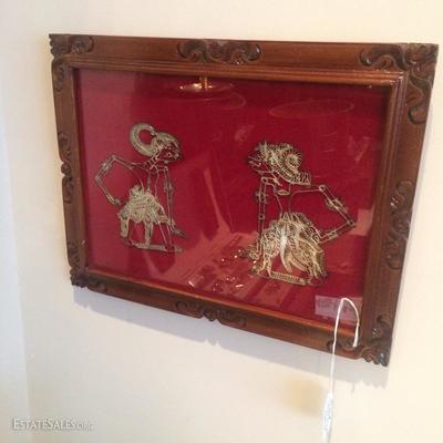 Indonesian silver filigree framed under glass