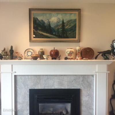Mantle includes Japanese, Chinese and African wares, etc.