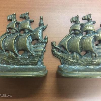 Brass ship bookends