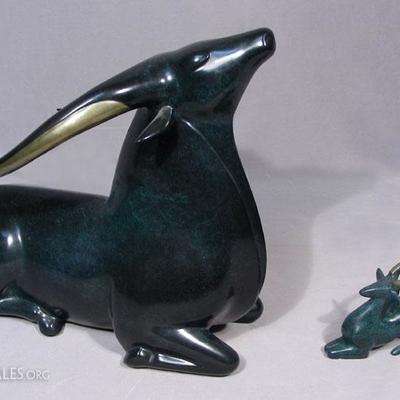 Loet Vanderveen (1921-2015) Dutch â€“ Two Original Signed Bronze Sculptures, Largest 11â€ h., 12â€ l.