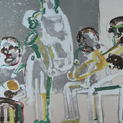 #108 â€“ Romare Bearden )1911-1988) American â€“ Original Colored Lithograph on Arches paper â€œTenor Sermonâ€, Hand Signed &...