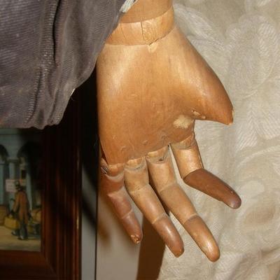 French articulated store display mannequin from about 1870. All original. Very Rare.