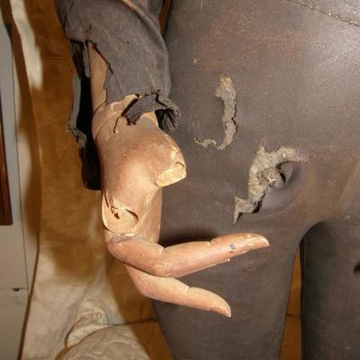 French articulated store display mannequin from about 1870. All original. Very Rare.