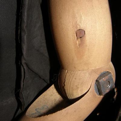 French articulated store display mannequin from about 1870. All original. Very Rare.
