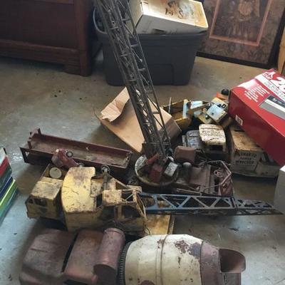 old metal trucks & toys