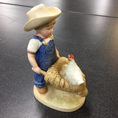 1985 Homco Denim Days Boy with Wheelbarrow