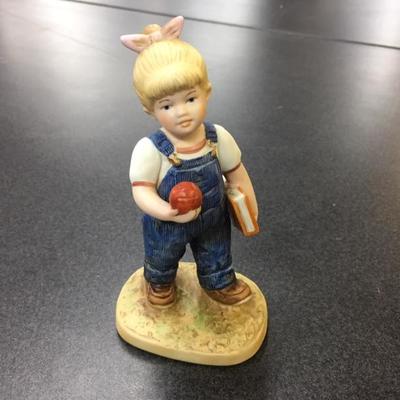 1985 Homco Denim Days Girl with Apple