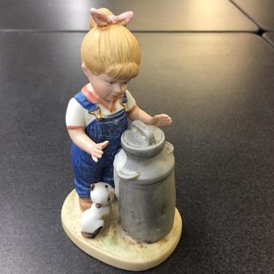 1985 Homco Denim Days Girl with Milk Can