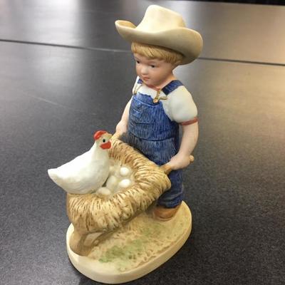 1985 Homco Denim Days Boy with Wheelbarrow