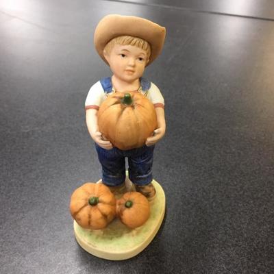 1985 Homco Denim Days Boy with Pumpkins