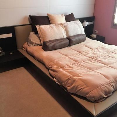 modern platform bed with integrated lighted night-stands by Zanette Design of Italy