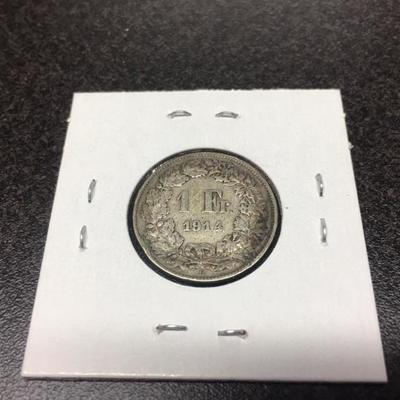 1914 Switzerland 1 Franc - 83.5% Silver