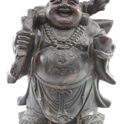 Lot 561: Antique Chinese Carved Wood Buddha 