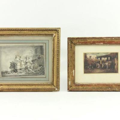 Lot 489: 2 European 19th Century Watercolors 