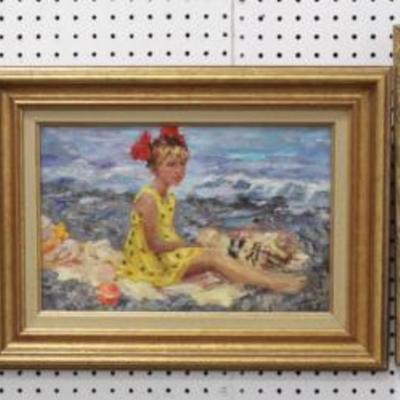 Lot 465: Wessel, 2 Children on Beach & Pair Russian Oils 