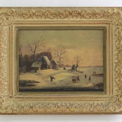 Lot 478: Dutch Winter Landscape with Skaters 